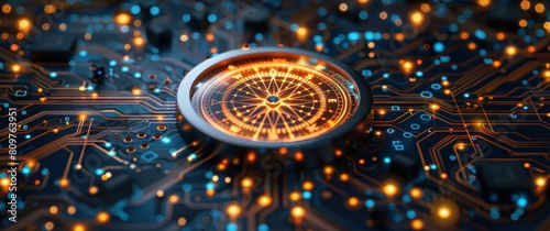 Wallpaper Mural technological compass background Torontodigital.ca