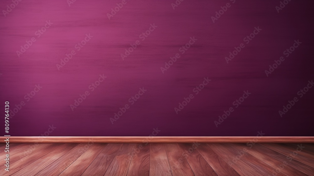 An empty room with a purple wall and brown wooden floor., background An empty room with a purple wall and brown wooden floor., background