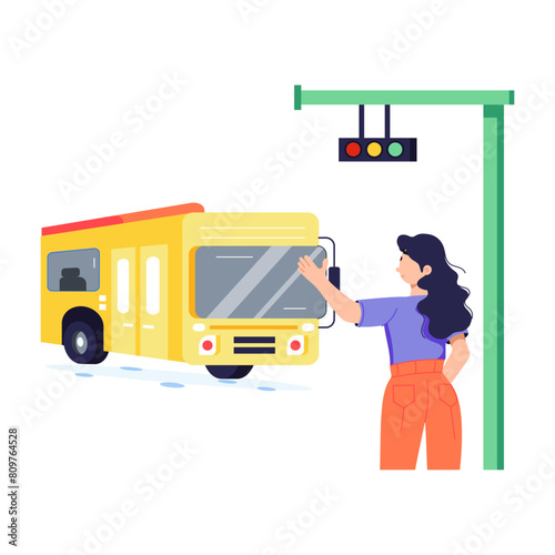Scalable flat illustration of hail bus 