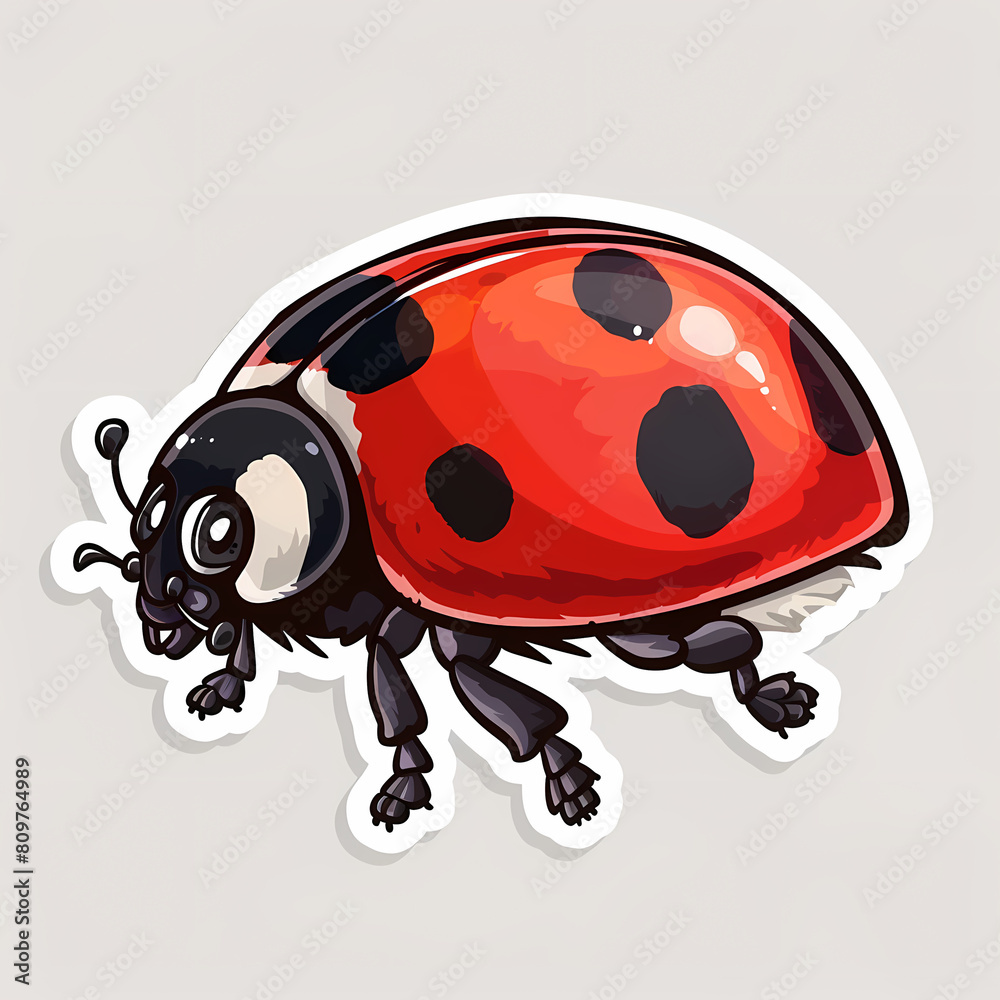 Obraz premium Cute Ladybug cartoon on a White Canvas Sticker,vector image