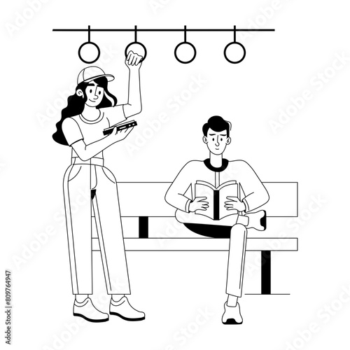 Trendy glyph illustration of passengers 