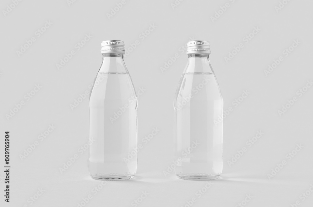 Small water bottle mockup, clear glass. Small water bottle mockup, clear glass.