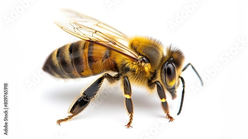 Golden honeybee or bee isolated on the white background 