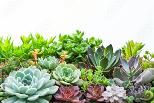 Succulent garden photo on white isolated background