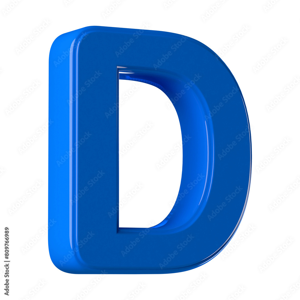 3d Font Blue Uppercase .  Letter D