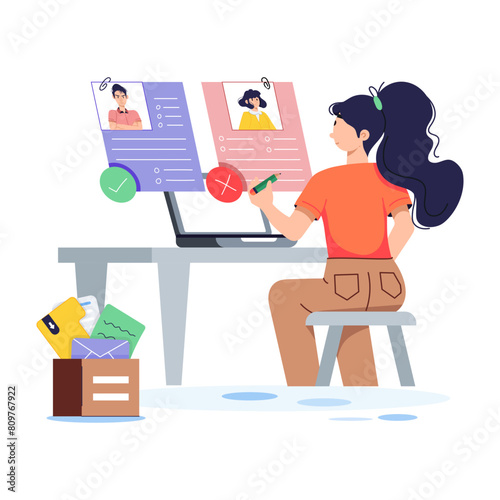 Check out flat illustration of candidate selection 