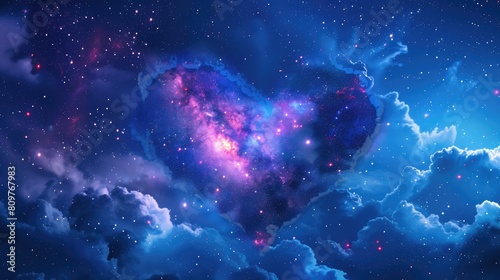 Heart In Indigo Cosmic Sky For Valentine's Day 