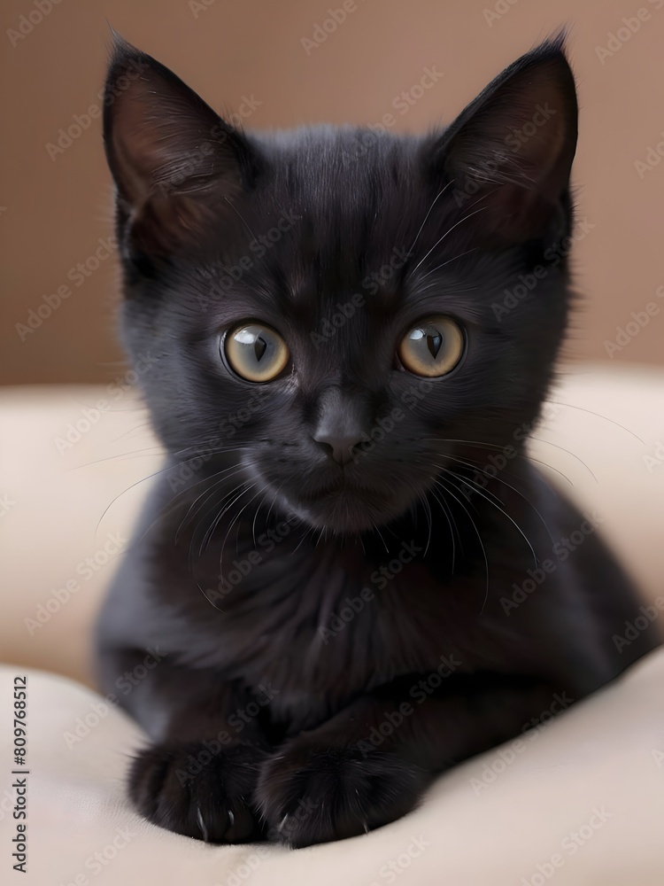 Black Cat Animal Realistic Photo Illustration Art