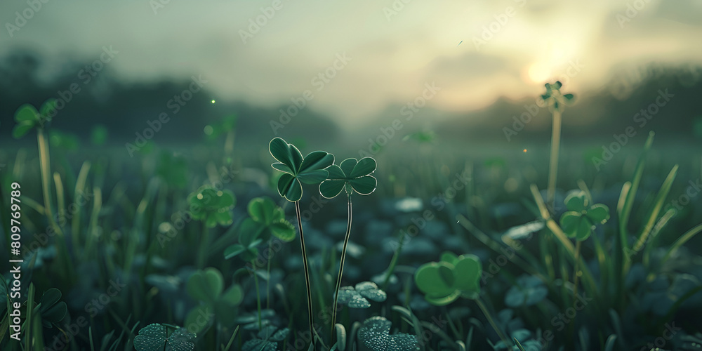 Green Clover Leaves Natural Background