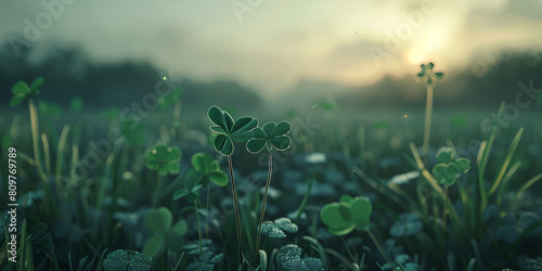 Green Clover Leaves Natural Background