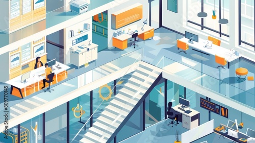 Illustration of Science and Business Offices 