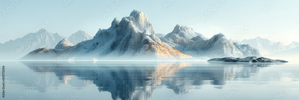 mountains snow with lake background