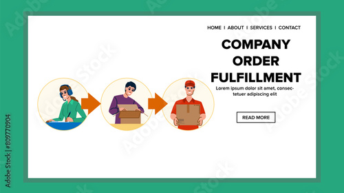 shipping company order fulfillment vector. logistics warehouse, packaging tracking, processing automation shipping company order fulfillment web flat cartoon illustration
