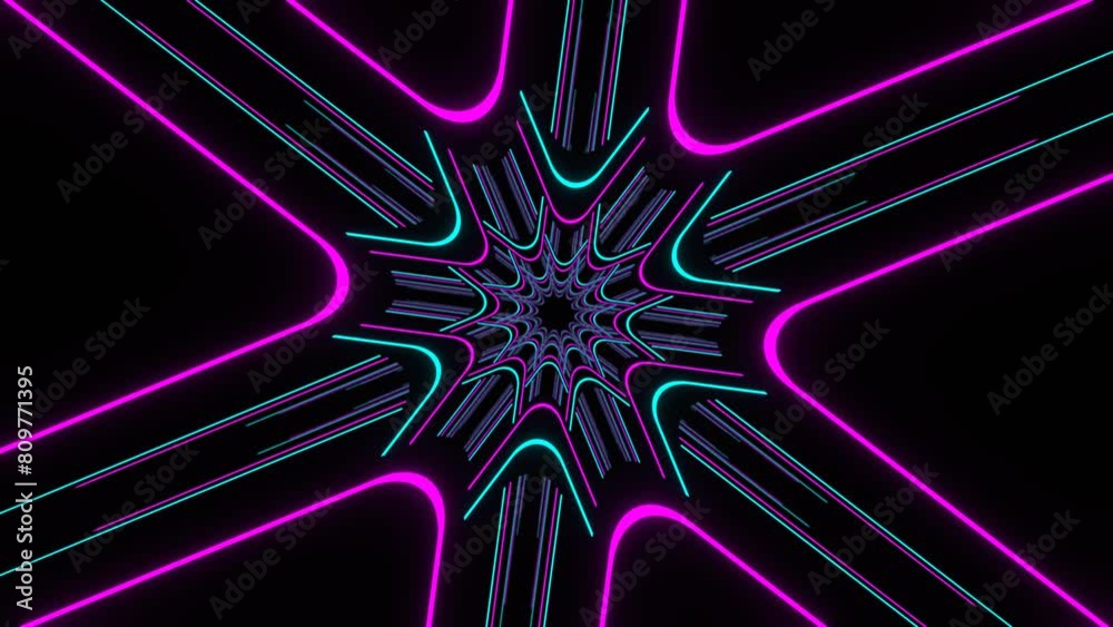 Cyan and Pink Neon Line Caleidoscope Background VJ Loop in 4K Cyan and Pink Neon Line Caleidoscope Background VJ Loop in 4K