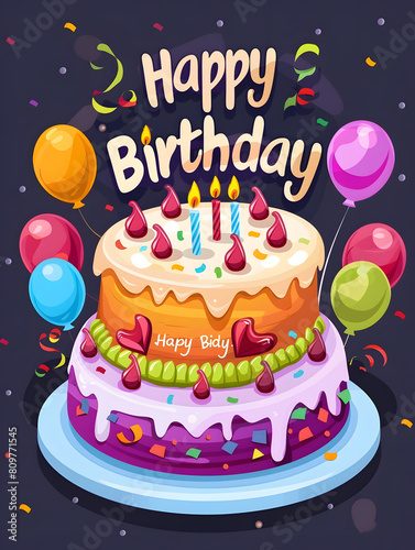 Illustration of a Happy Birthday Greeting Card