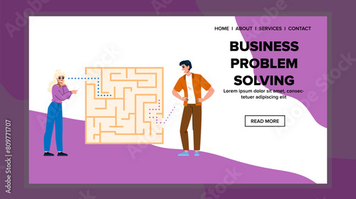 creativity business problem solving vector. decision making, collaboration communication, efficiency leadership creativity business problem solving web flat cartoon illustration