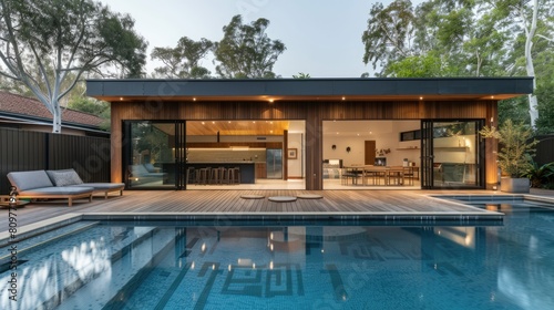 Modern Retreat: Inviting House with a Central Pool 