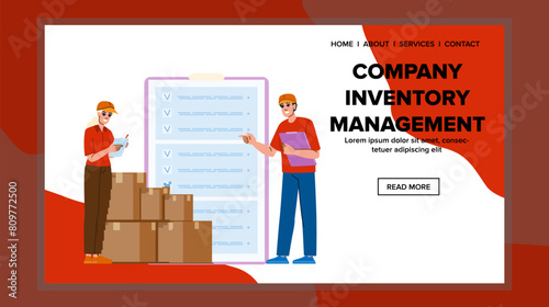 tracking company inventory management vector. control optimization, warehouse supply, procurement stock tracking company inventory management web flat cartoon illustration