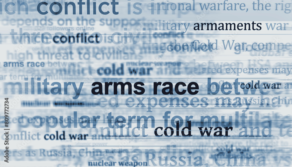 Arms race cold war news titles illustration Arms race cold war news titles illustration