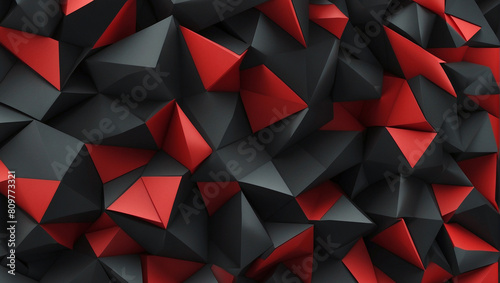 Triangle shape abstract. black and red 3d abstraction background illustration
