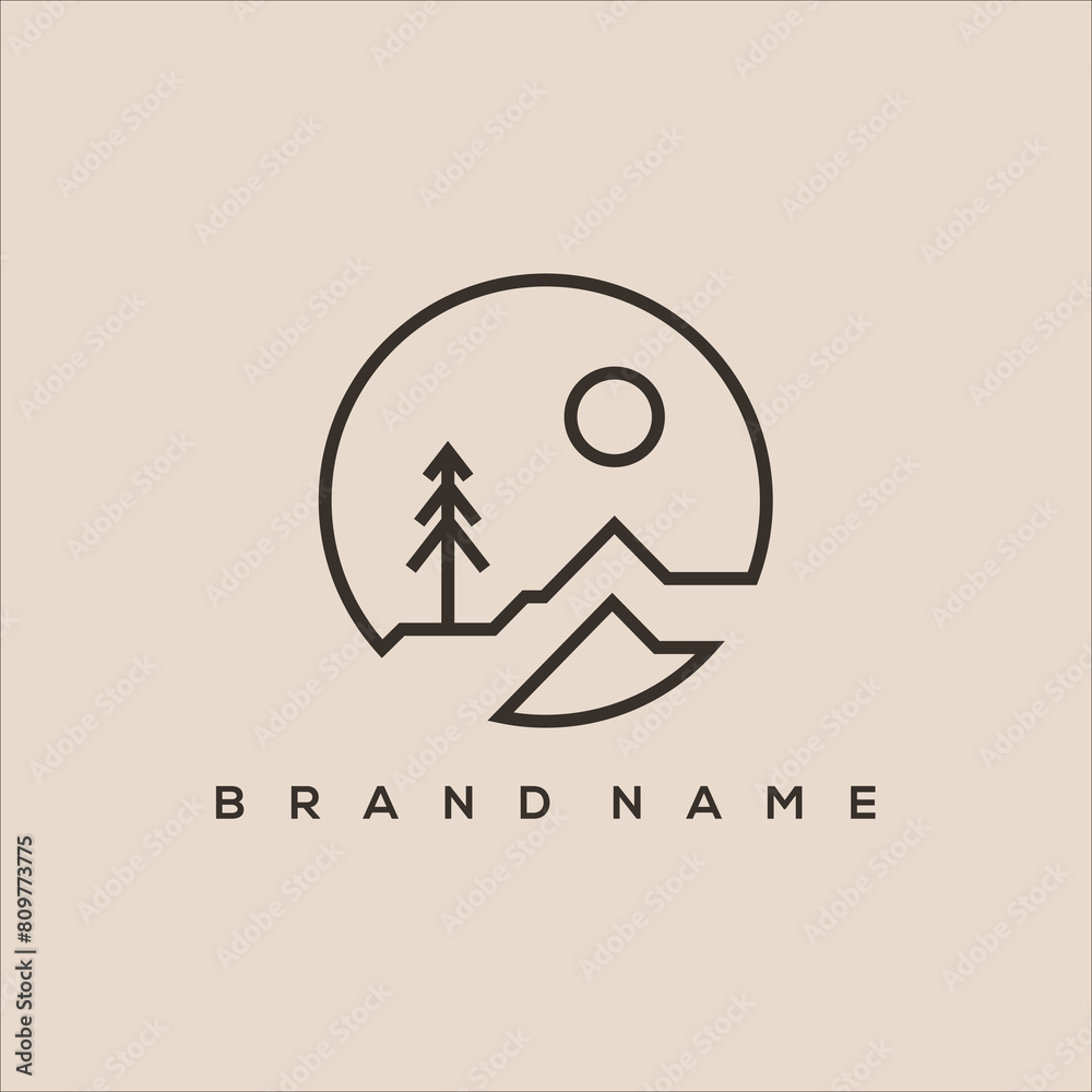 line art park outdoor minimalist circle logo vector line art park outdoor minimalist circle logo vector