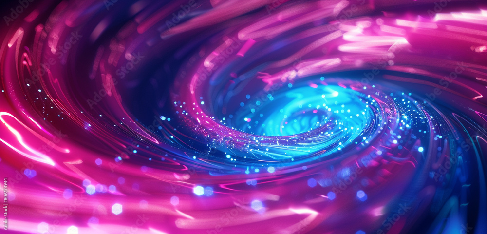 Fototapeta premium Neon fuchsia swirls with ice blue accents, vibrant and chilling for performances.