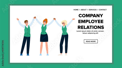 trust company employee relations vector. respect teamwork, collaboration feedback, engagement morale trust company employee relations web flat cartoon illustration