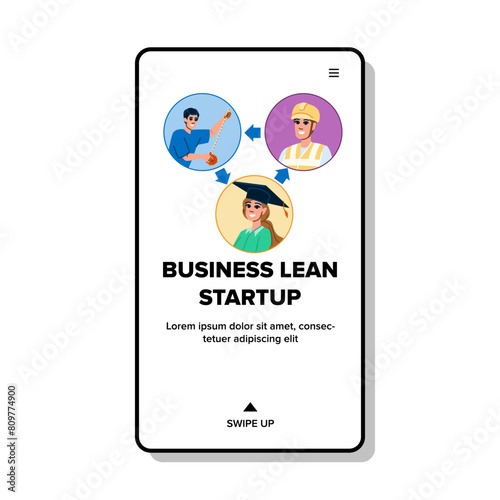 strategy business lean startup vector. agile funding, product customer, pivot success strategy business lean startup web flat cartoon illustration