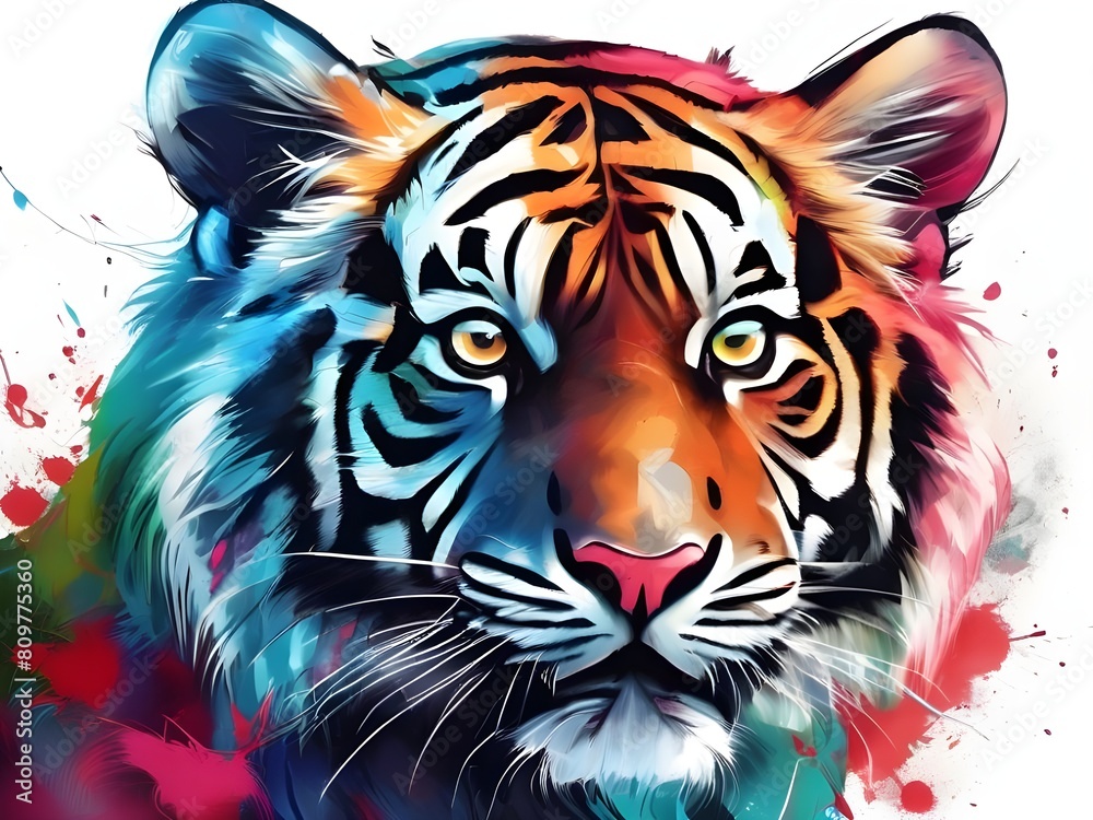 illustration of tiger head colorful graffiti style illustration of tiger head colorful graffiti style