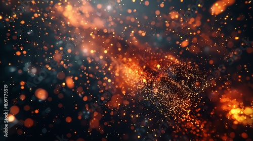 Exploding particles in a dark void, abstract background, 4K, hyperrealistic, zoomedin view, vivid lighting, high contrast, sharp details photo