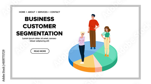 targeting busines customer segmentation vector. market strategy, s needs, preferences purchasing targeting busines customer segmentation web flat cartoon illustration