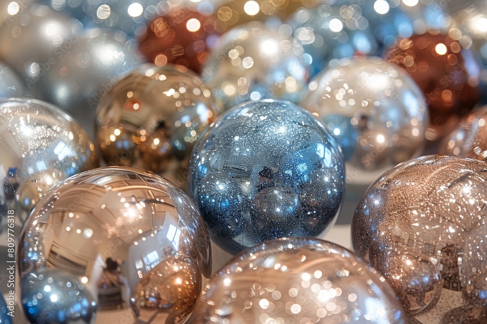 A vibrant and cheerful image of various colored Christmas ornaments grouped together, showcasing holiday festivity A vibrant and cheerful image of various colored Christmas ornaments grouped together, showcasing holiday festivity