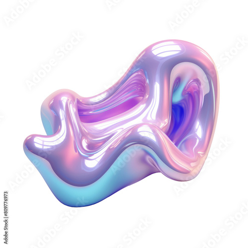 PNG shiny liquid 3d form in the style of holographic colors, abstract fluid flowing composition, gradient iridescent texture

