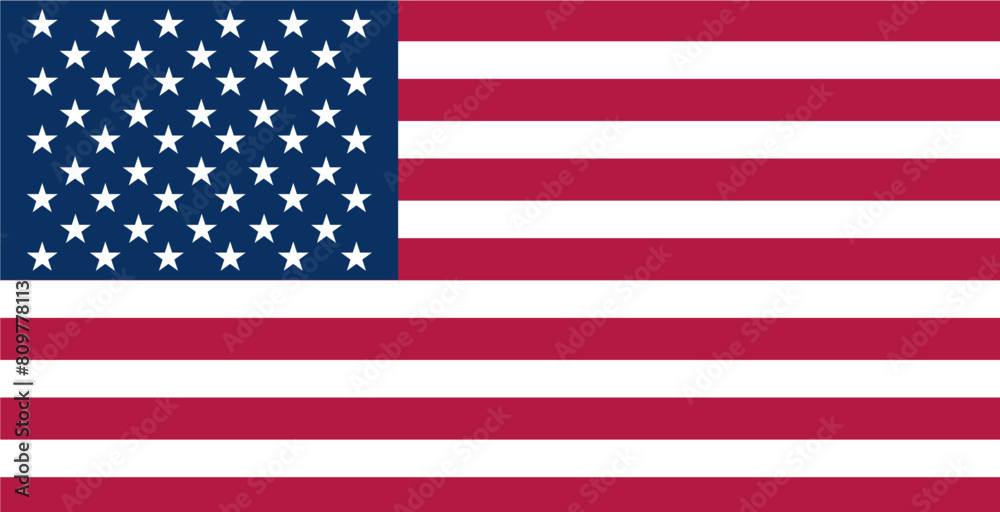 Naklejka premium US flag. American stars and stripes , USA. 50 united states of America stars and proportional stripes