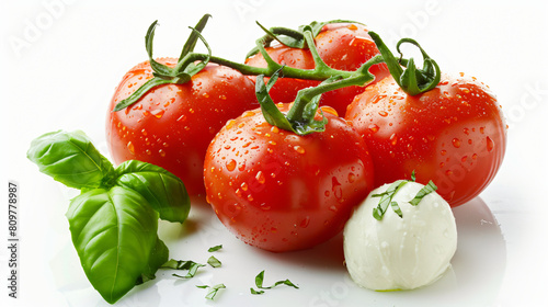 Delicious tomatoes mozzarella cheese and fresh basil 