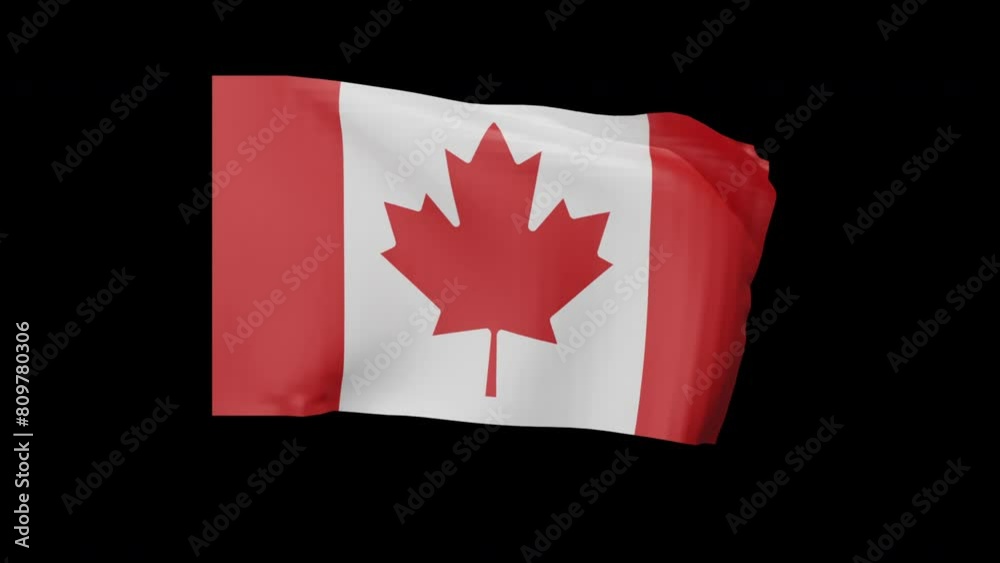 Canada flag 3d animation isolated on black background. Canada Flag seamless loop animation high Resolution. 4K Canada flag 3d animation isolated on black background. Canada Flag seamless loop animation high Resolution. 4K