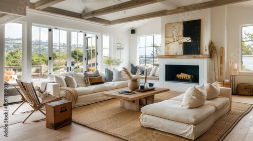 Modern design interior farmhouse living room with sofa