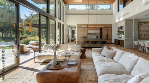 Modern design interior farmhouse living room with sofa