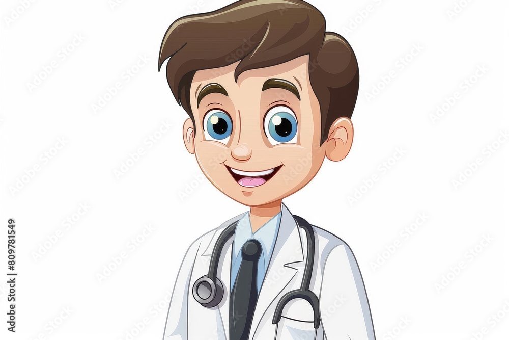 An illustration of a professional doctor wearing a white coat on a clear white background. An illustration of a professional doctor wearing a white coat on a clear white background.