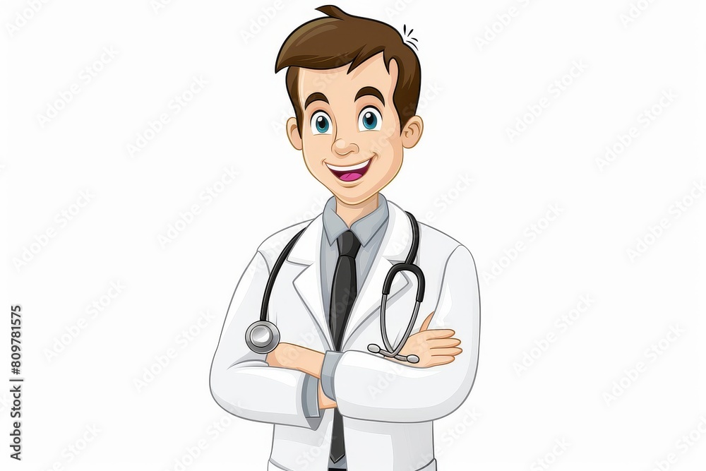 An illustration of a professional doctor wearing a white coat on a clear white background. An illustration of a professional doctor wearing a white coat on a clear white background.