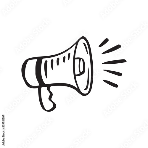 Megaphone hand drawn line. doodle loudspeaker icon