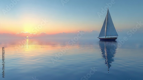 A sailboat sails serene on water as the sun descends