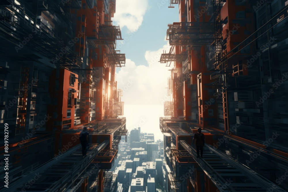 Vast Skyscraper crushing dust view. Concrete wall. Generate Ai Vast Skyscraper crushing dust view. Concrete wall. Generate Ai