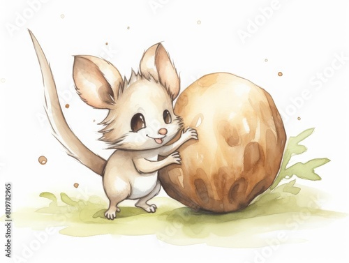 spiny mouse rolling a tiny ball photo