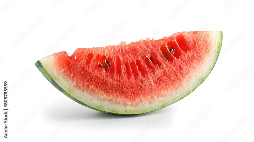 Fresh juicy watermelon slice isolated on white background. Perfect for summer ads. Simple, clean design with copy space. Food photography. AI Fresh juicy watermelon slice isolated on white background. Perfect for summer ads. Simple, clean design with copy space. Food photography. AI