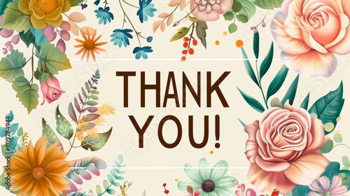 Vibrant Floral Thank You Greeting Card Design