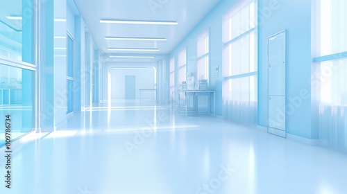 Blurred interior of hospital - abstract medical background.