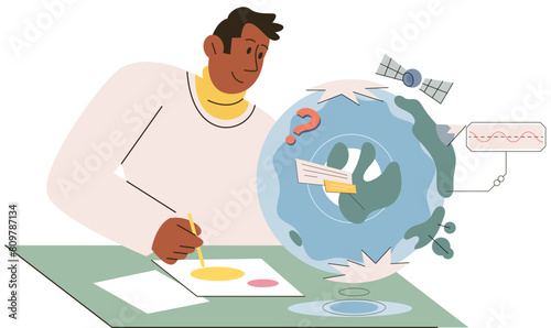 Nature science. Vector illustration. The nature science metaphor aids in comprehending complex scientific principles Technology empowers us to explore vastness and intricacies universe The natural