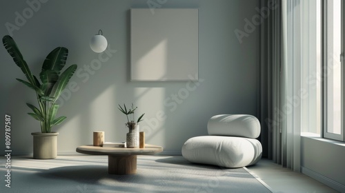 Minimalist poster showcasing simple and elegant interior decor designs for serene homes