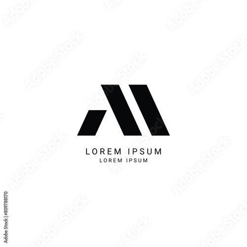 AA Minimalist Logo Design,  Letter AA, Black and White Color Abstract letter icon AV logo. A A. photo